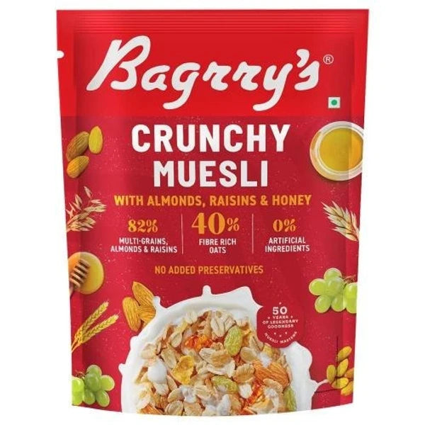 BAGRRYS CRUNCHY MUESLI ALMOND AND RAISINS 425 G POUCH