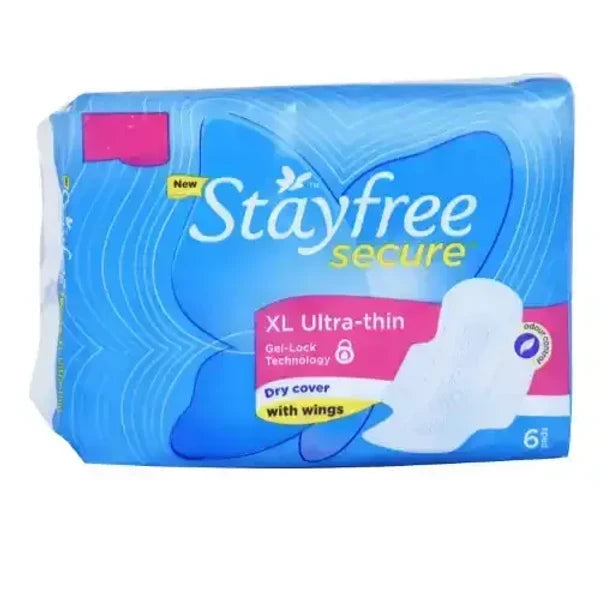 STAYFREE SECURE ULTRA THIN SANITARY PADS XL 6 U